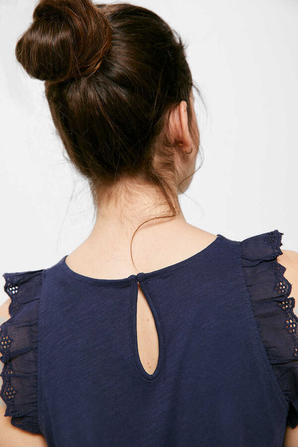 Springfield Camiseta Volantes Bordado Suizo Sisa azul