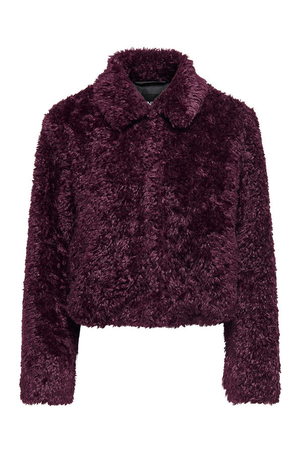 Only Sobretudo curto com efeito de pelo estampado