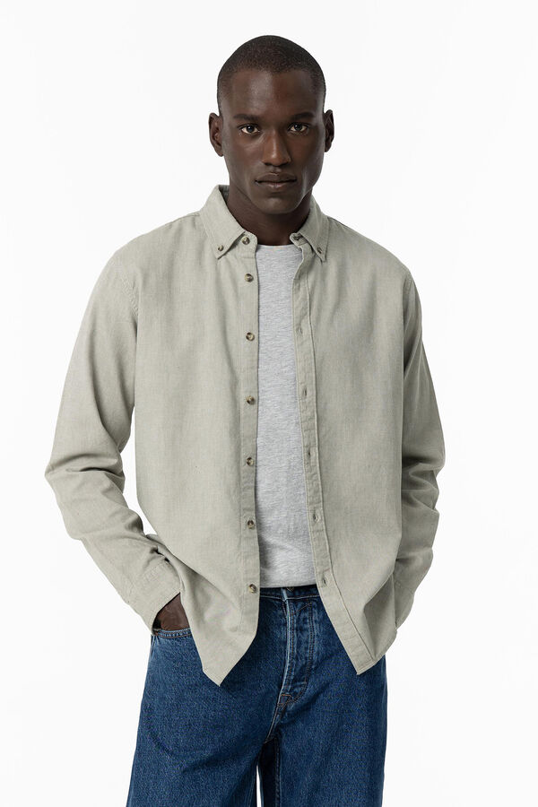 Tiffosi Camisa Slim Fit Efecto Espiga verde