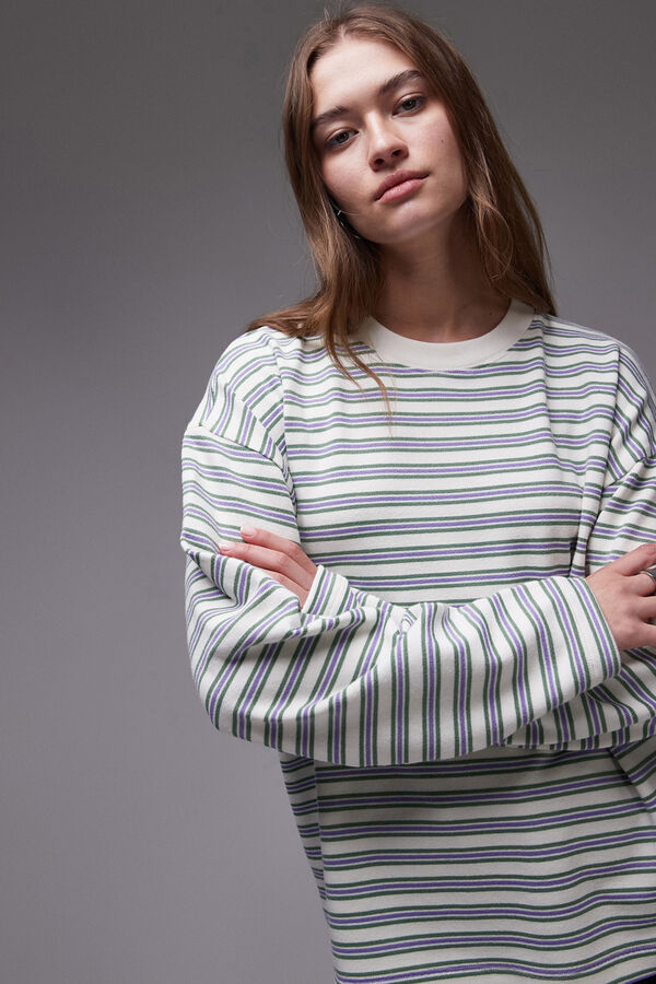 Topshop T-shirt skatista de manga comprida branco