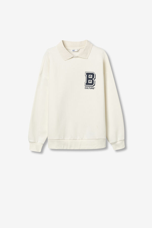 Tiffosi Young Sudadera Relaxed con cuello polo beige