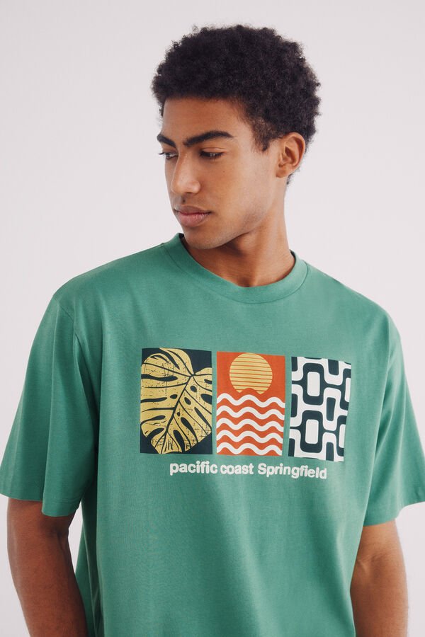 Springfield Camiseta estampado tropical verde