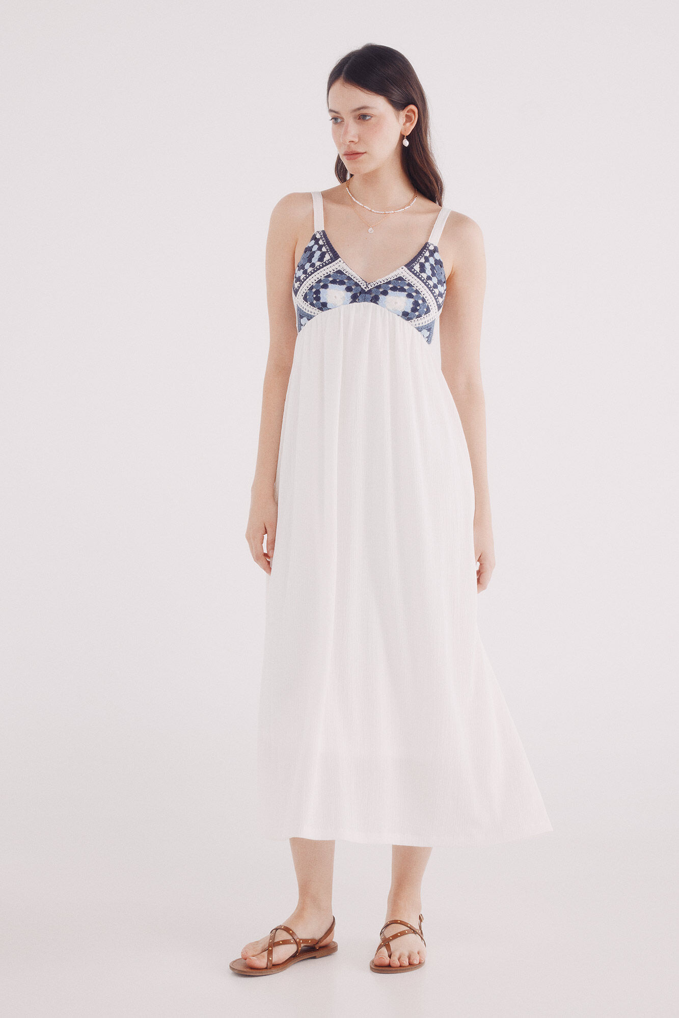 Springfield Vestido midi combinado crochet