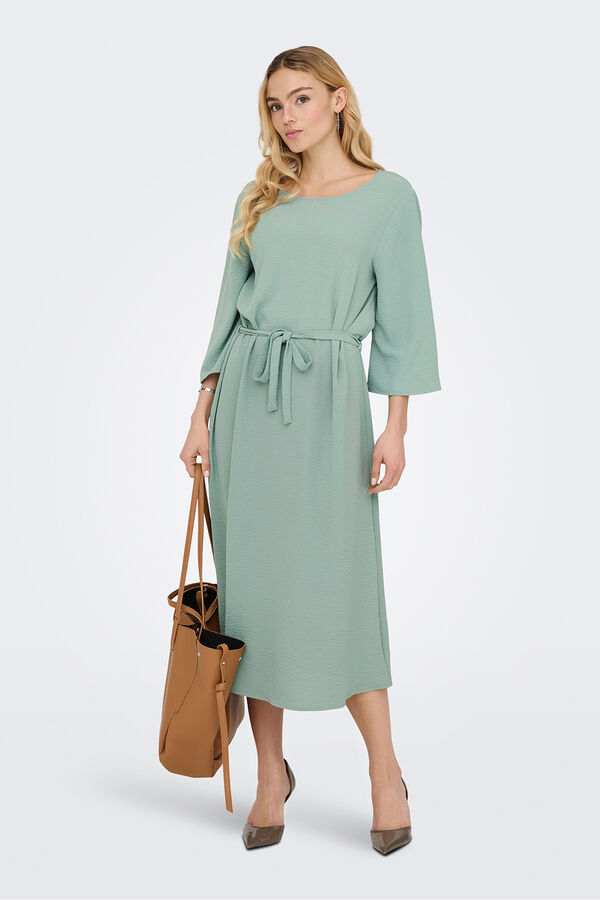 JDY Vestido midi manga 3/4 turquesa