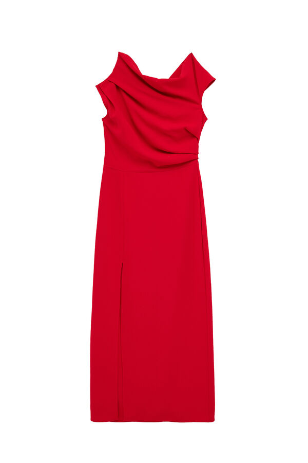 Koton Vestido midi drapeado vermelho