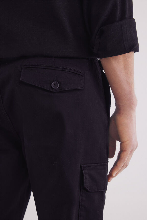 Springfield cal&ccedil;as chino cargo cargo slim fit e confort&aacute;veis preto