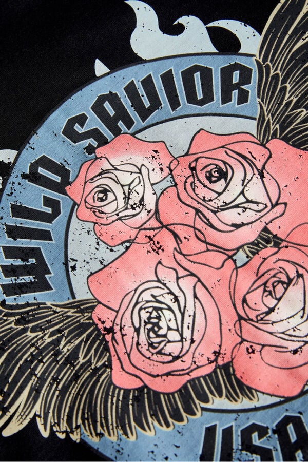 Jack & Jones Camiseta estampada com manga japonesa preto