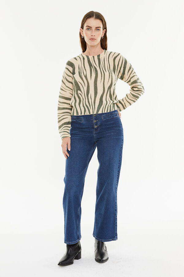 System Action Su&eacute;ter com efeito animal estampado verde