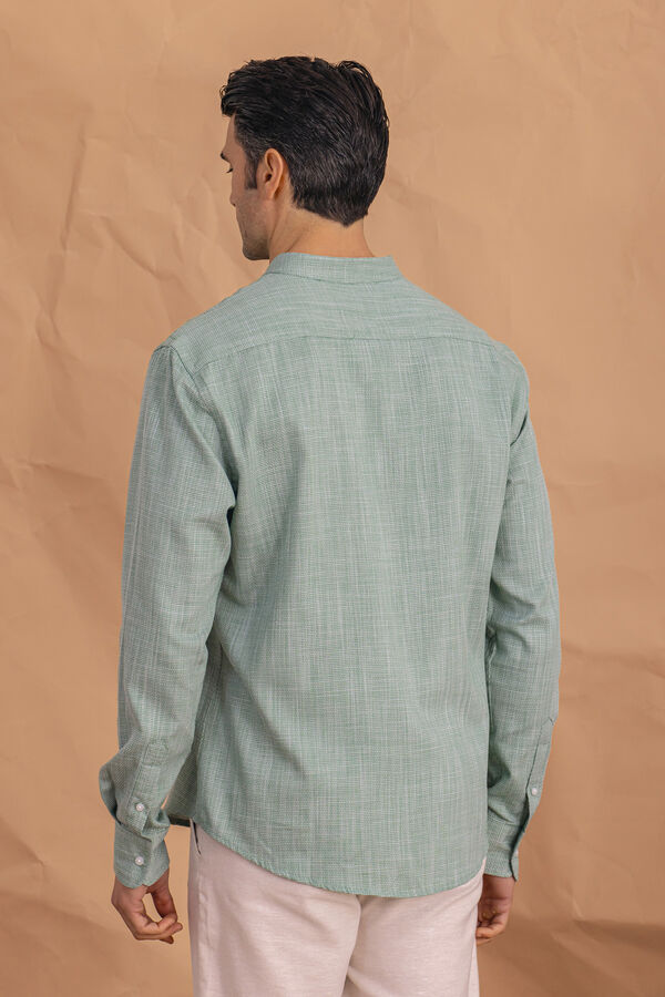 Celopman Camisa estruturada com gola Mao verde