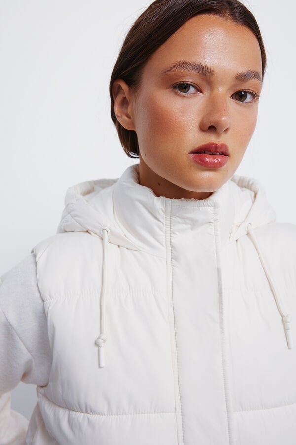 Springfield Colete com capuz em poli&eacute;ster reciclado branco
