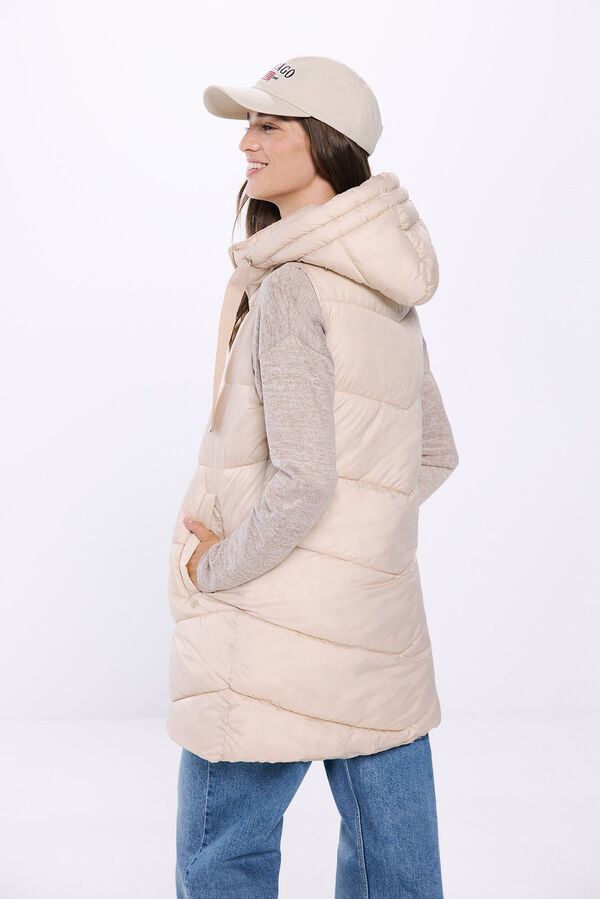 Springfield Colete acolchoado com capuz repelente &agrave; &aacute;gua castanho