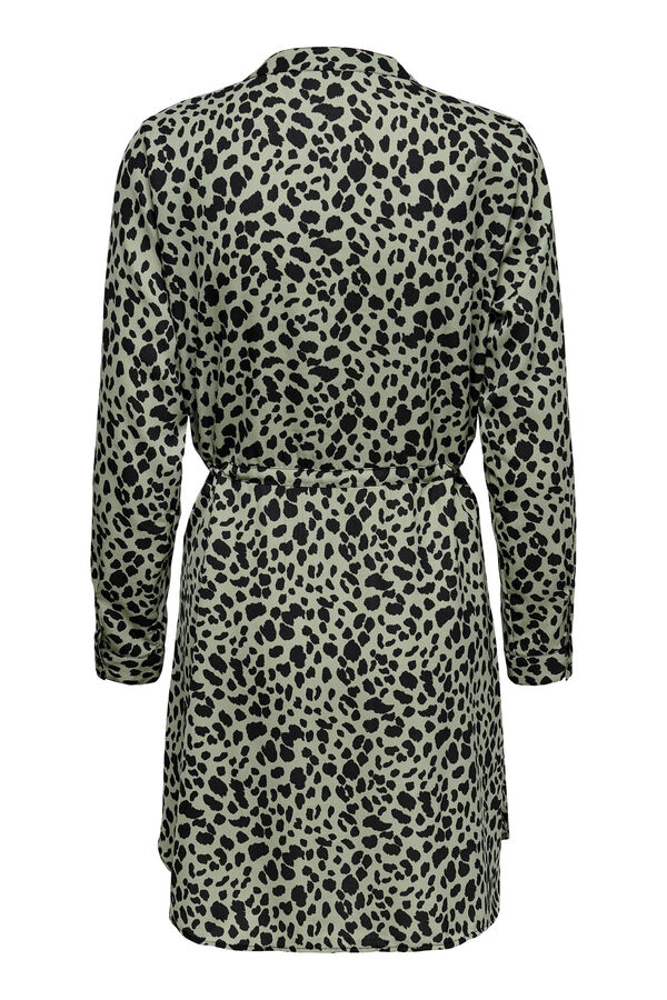 Only Vestido camisa curto estampado verde