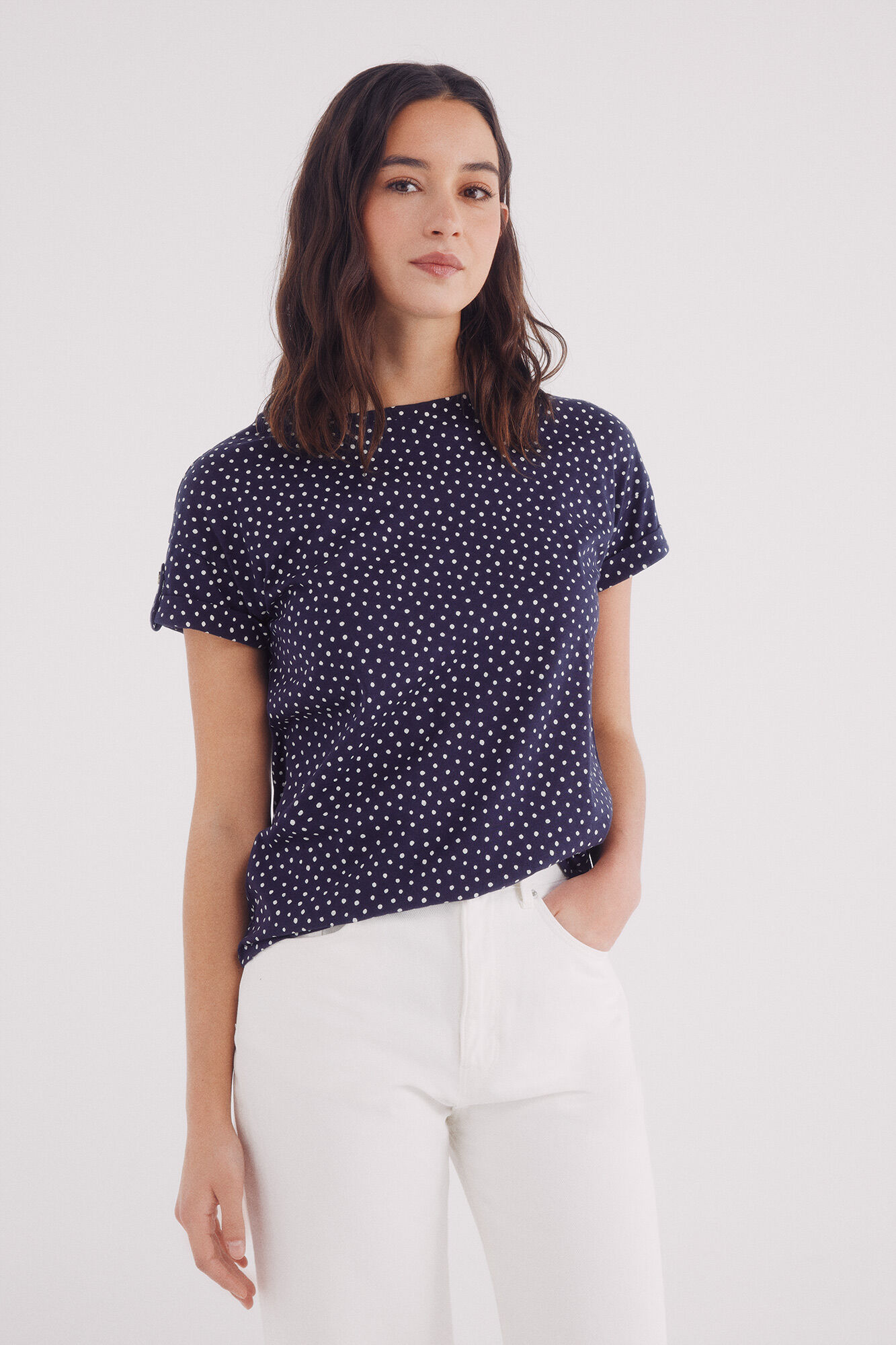 Springfield Camiseta manga vuelta trabilla estampada