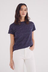 Springfield Camiseta manga vuelta trabilla estampada azul