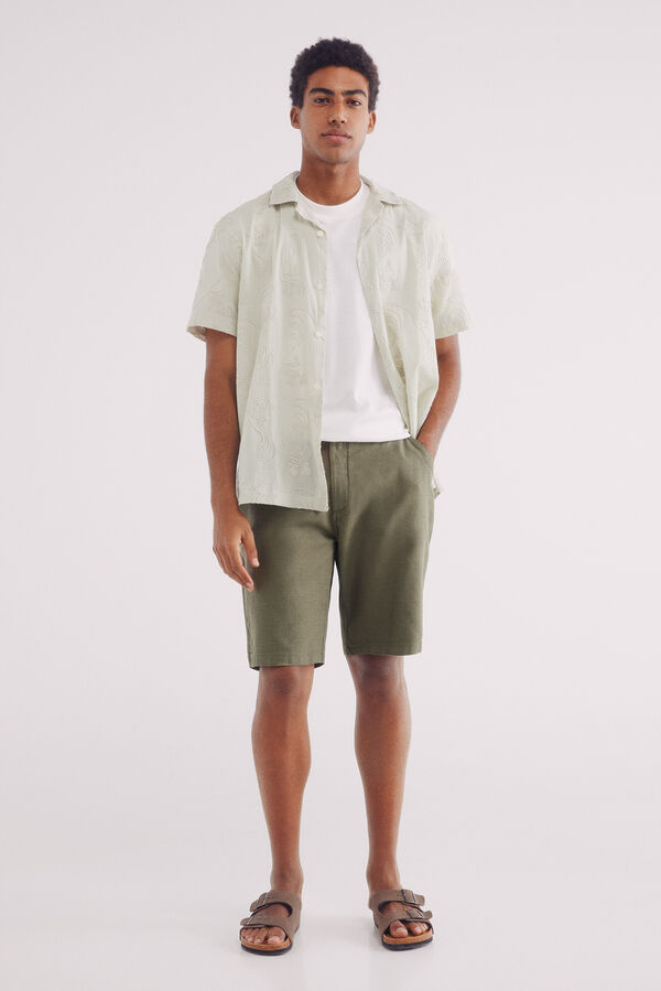 Springfield Bermuda algod&atilde;o comfort fit bege