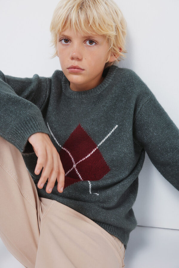 Springfield Kids Jersey rombos caqui ni&ntilde;o verde
