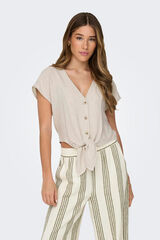 Only Camisa manga corta de lino gris