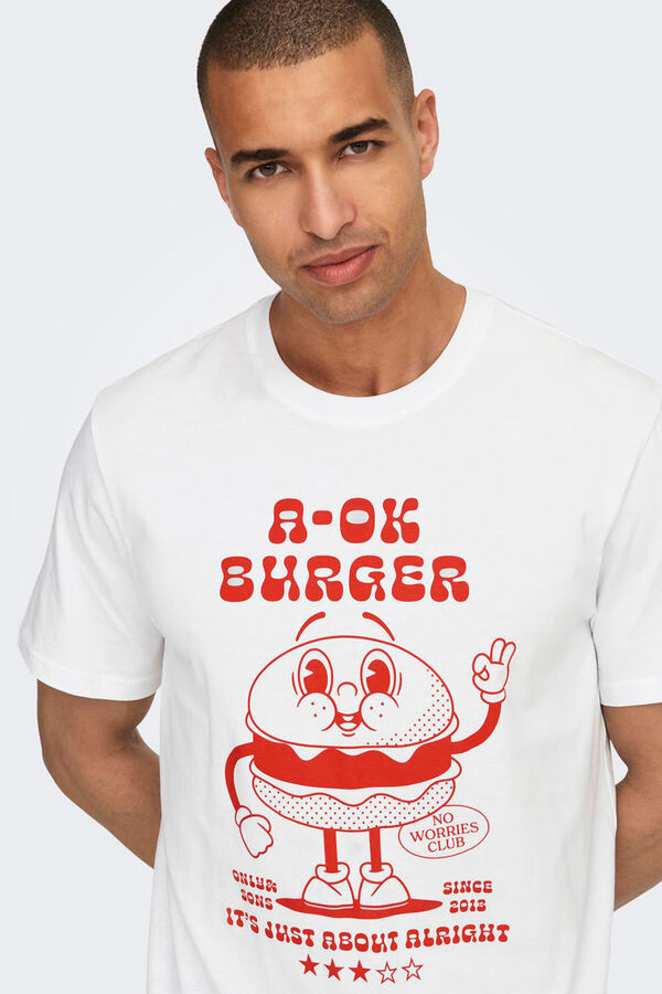 Only & Sons T-shirt com desenho frontal branco