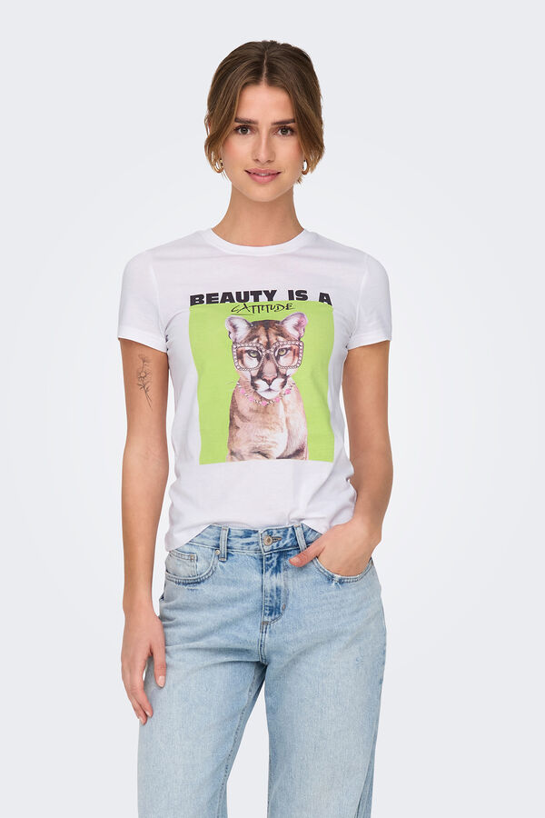 Only Camiseta de manga corta con dibujo frontal amarillo