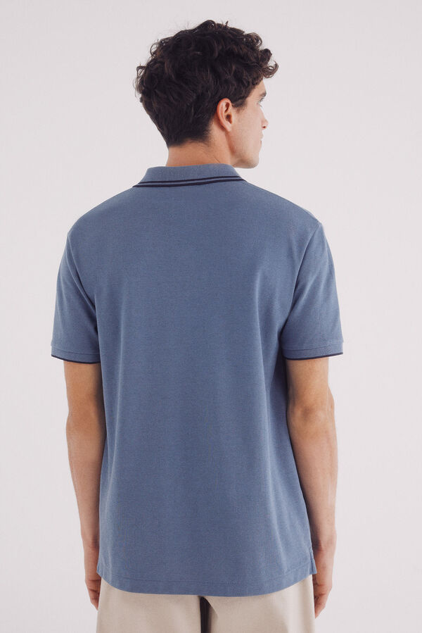 Springfield Polo piqu&eacute; detalhes contraste regular fit azul