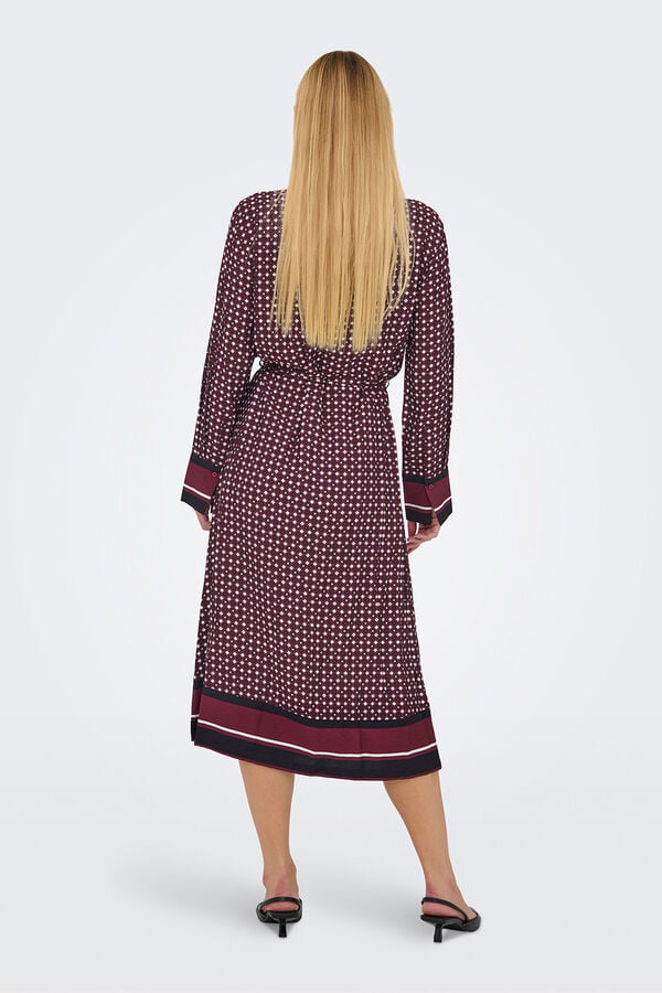 JDY Vestido midi camisero rojo
