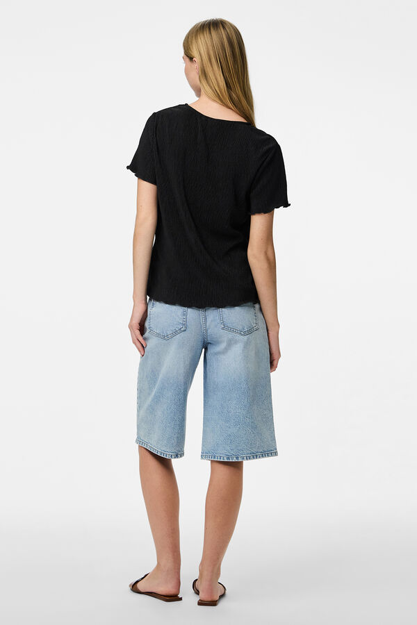 Pieces T-shirt de manga curta preto