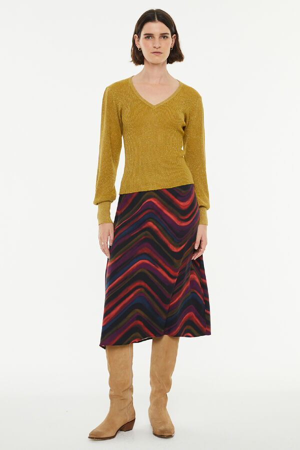 System Action Saia midi com estampado de ondas multicolor estampado