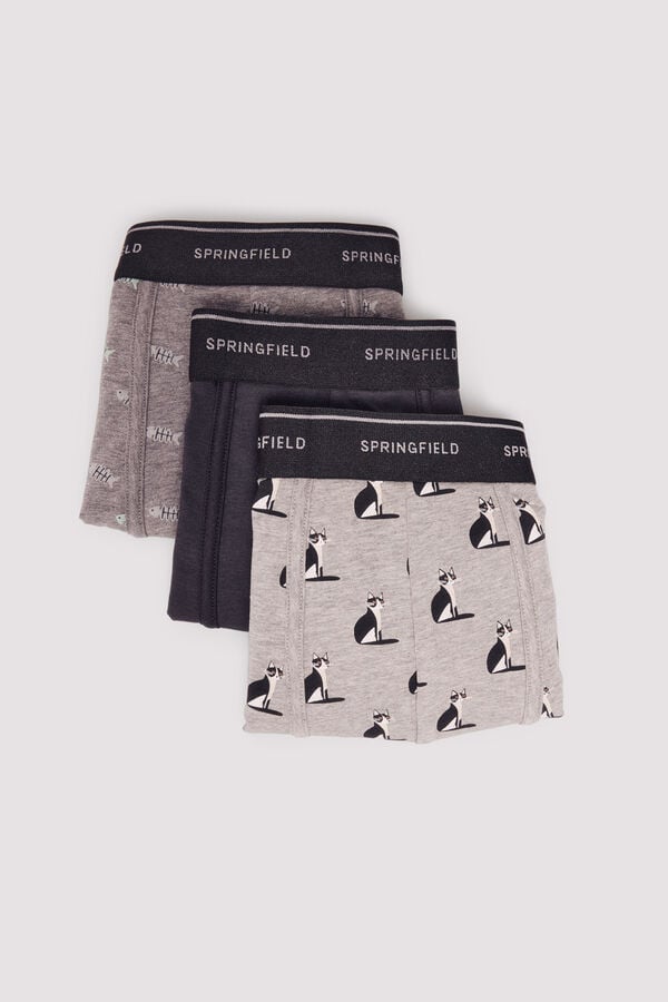 Springfield Pacote com 3 boxers para gatos e peixes cinzento