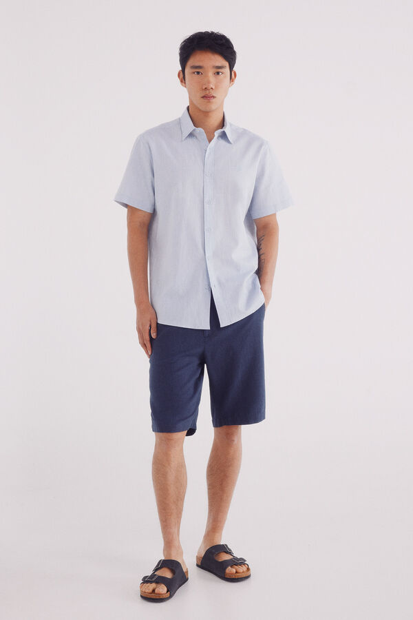 Springfield Bermuda lino slim fit azul