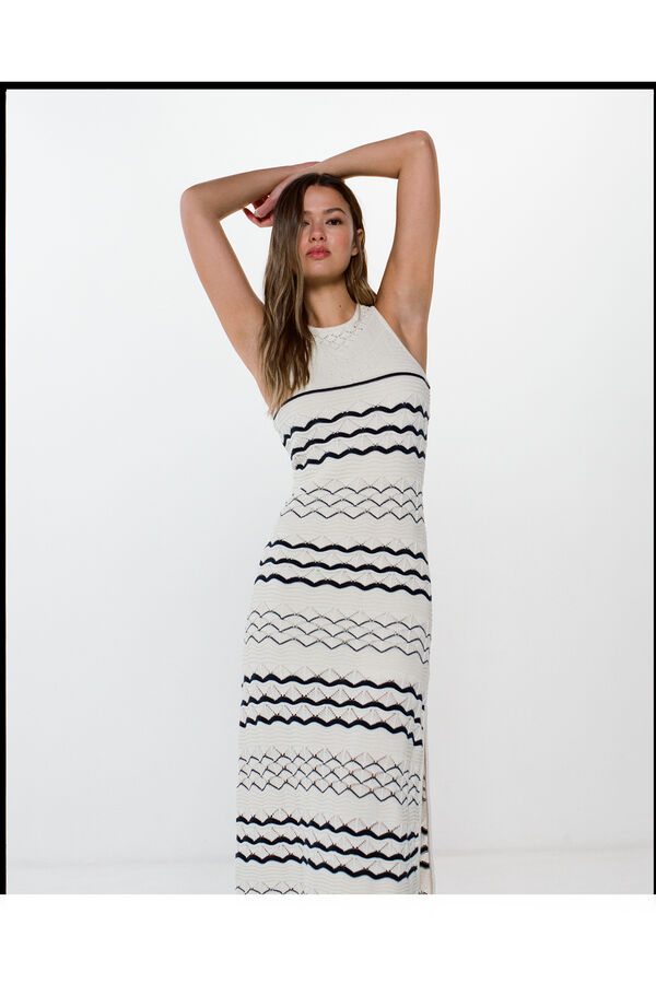 Springfield Vestido Midi Punto Pointelle estampado