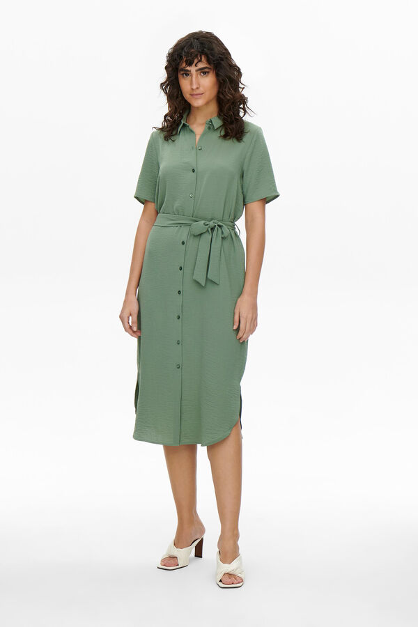 JDY Vestido camisero manga corta verde