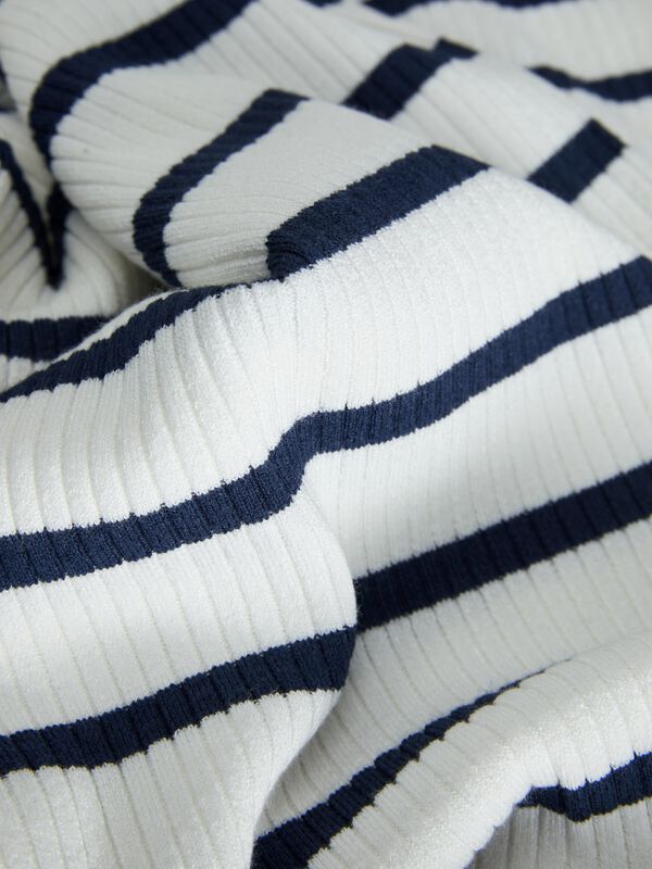 Jack & Jones Vestido midi de punto rib de rayas blanco