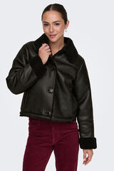 JDY Cazadora de polipiel marr&oacute;n