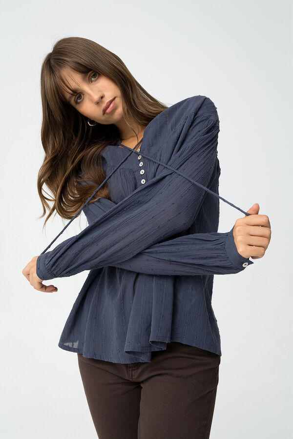Tiffosi Blusa Texturizada Corte Relajado azul