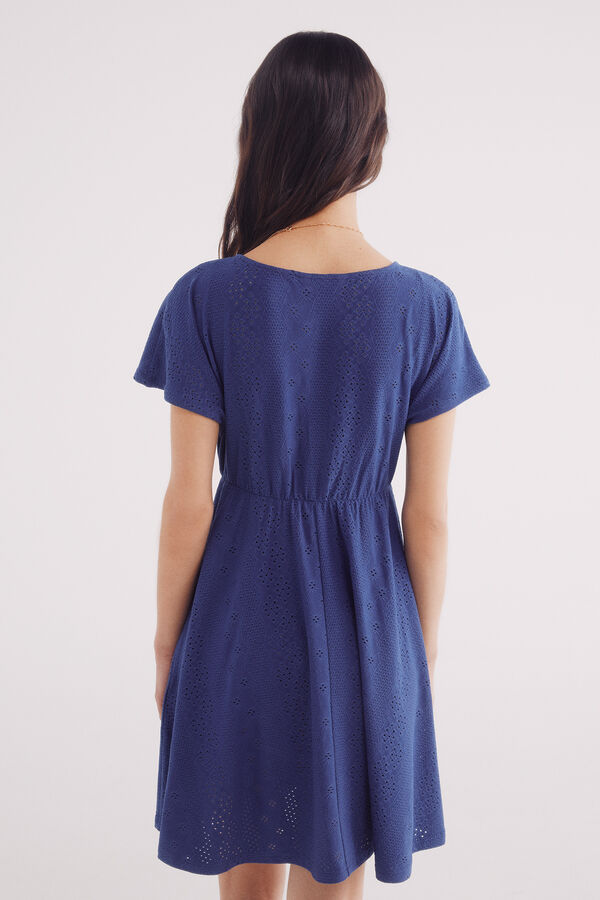 Springfield Vestido corto botones bordado suizo estampado