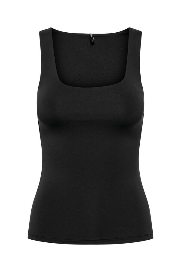 Only Camiseta cuello cuadrado negro