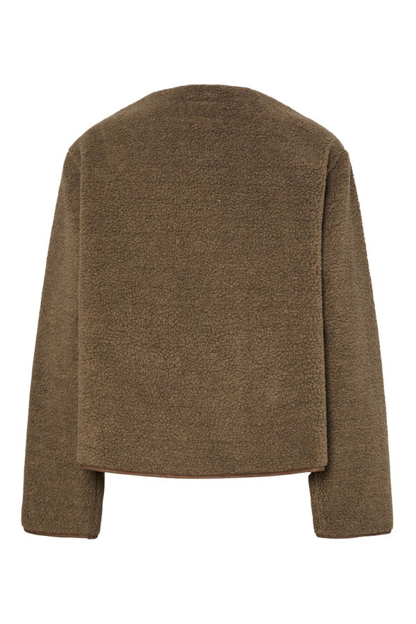 Pieces Jaqueta de veludo cotel&ecirc; com camur&ccedil;a em camur&ccedil;a cinzento