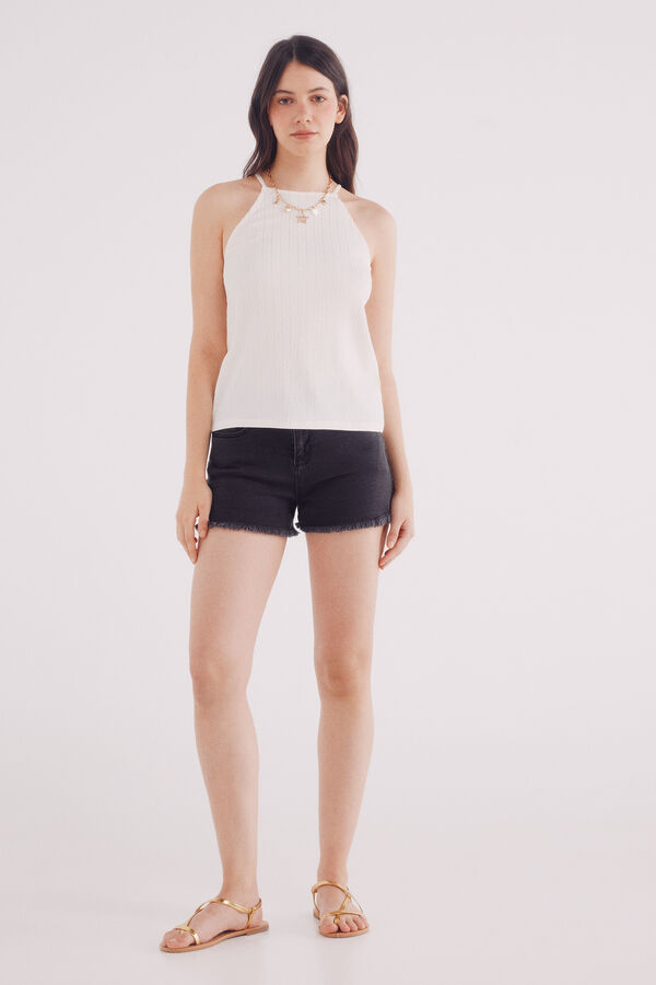 Springfield Top halter com fio dourado bege