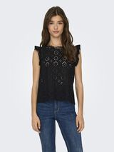 JDY Blusa manga corta bordado negro