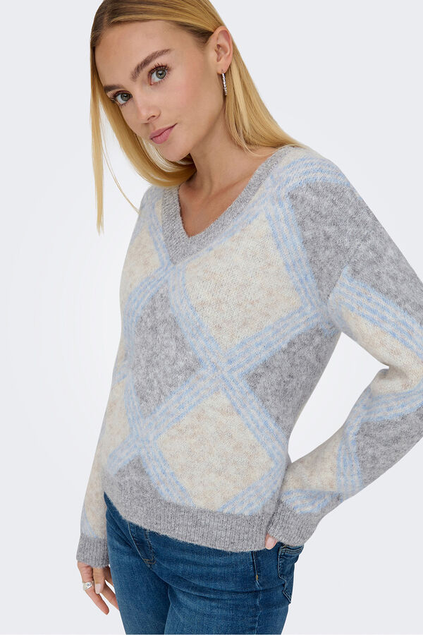 JDY Jersey cuello pico gris
