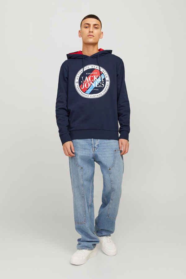 Jack & Jones Sweatshirt com capuz padr&atilde;o azul