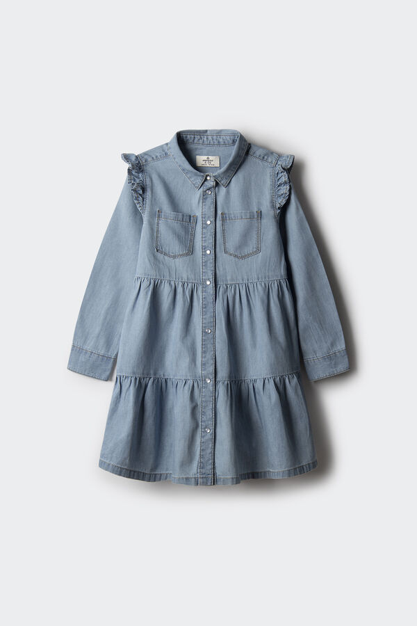 Springfield Kids Vestido denim menina azul