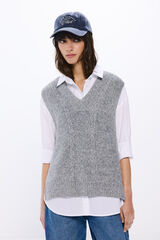 Springfield Chaleco punto escote pico gris