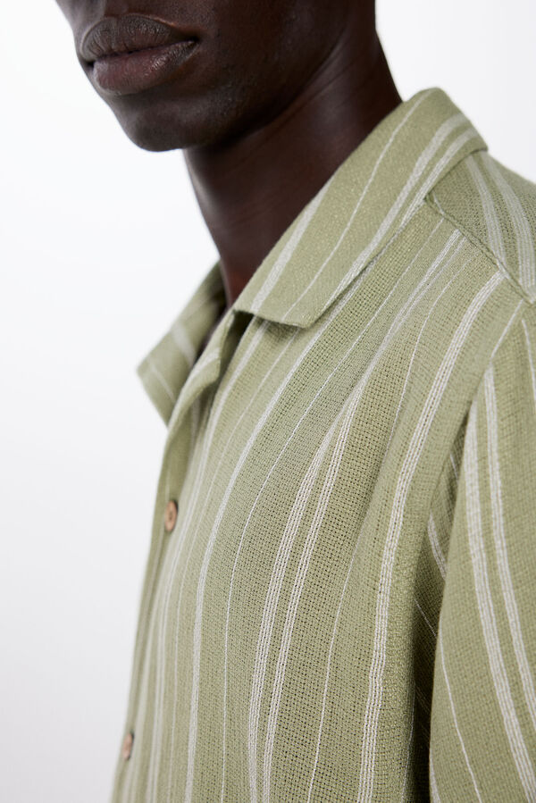 Springfield Camisa manga curta r&uacute;stica riscas bege