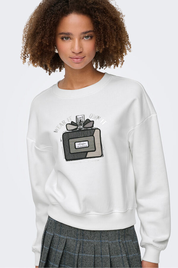 Only Sudadera dibujo frontal blanco
