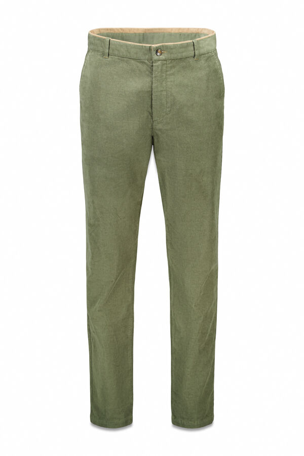 Springfield Pantal&oacute;n chino micro pana slim fit kaki