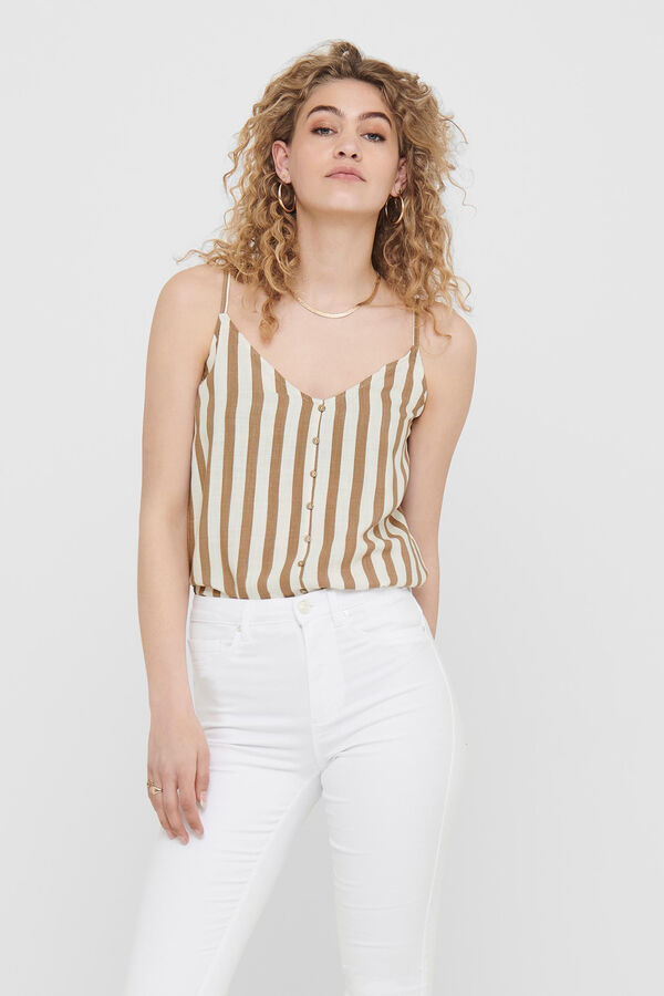 Only Top de tirantes botones beige