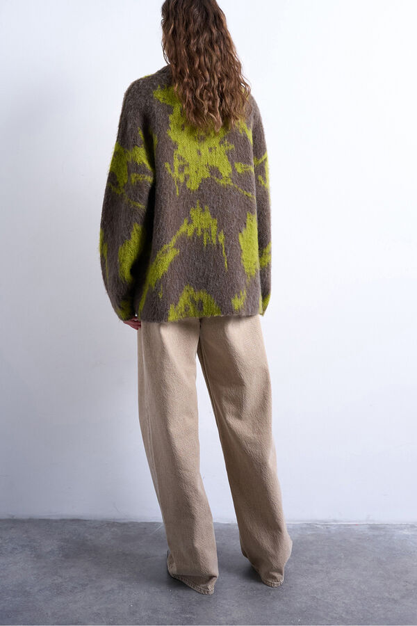 Topshop Camisola de manga comprida com bordado verde