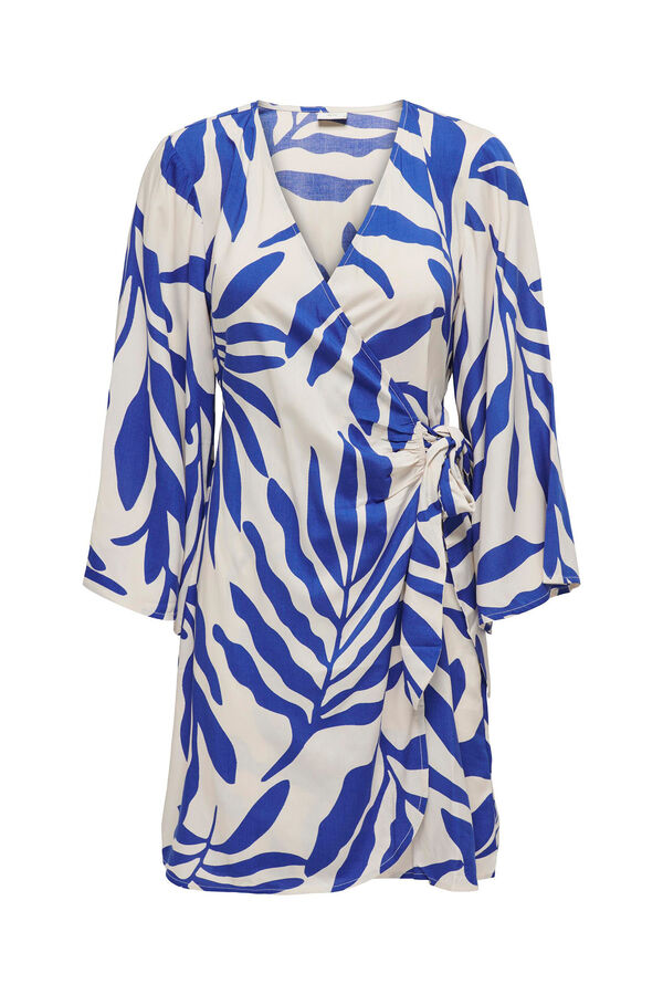 JDY Vestido curto cruzado azul