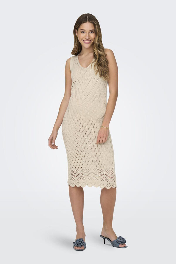 JDY Vestido midi de punto blanco